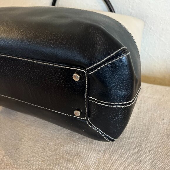 Kate Spade Black/Porcelain Leather Rachelle Berkeley Lane Satchel Tote Handbag - Picture 12 of 14